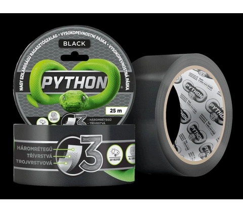 Python Vysokopevnostná páska 25 m čierna