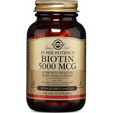 Solgar Biotín 5000 mcg 50 vegetariánskych kapsúl pre pleť vlasy a nechty