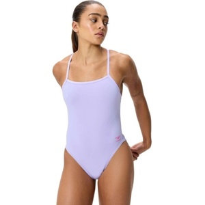 Speedo solid v-back 2.0 swimsuit bright lavender s - uk32