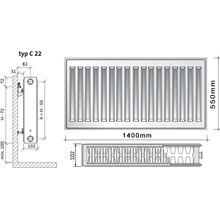 Purmo C22 550 x 1400