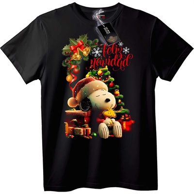 NOONEBRAND Тениска Snoopy Коледна Feliz Navidad - L, White