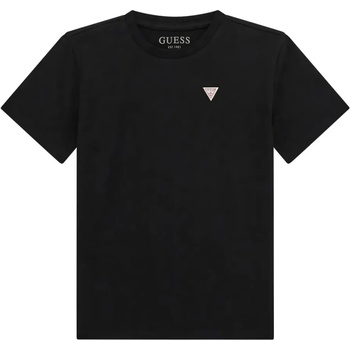 GUESS Черна тениска с изчистен дизайн за момче с малко лого Guess