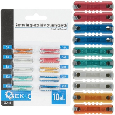 Sada válcových pojistek 10 ks – Geko G02938