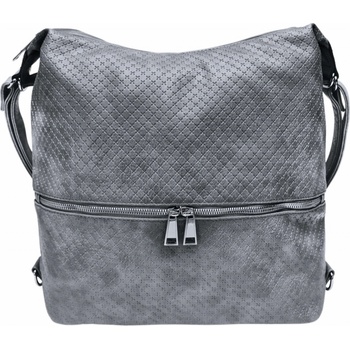 Velký středně šedý kabelko-batoh 2v1 s praktickou kapsou