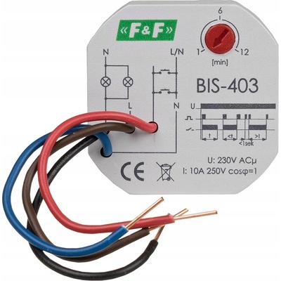Impulsní relé F&F 10A 230V IP20 šedé 9,50 m kabel