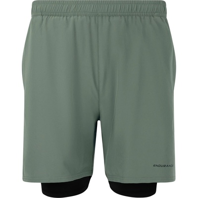 ENDURANCE Мъжки шорти за бягане ENDURANCE Kros 2-in-1 Shorts Running shorts - Balsam Green - размер XXL (012-3572-0315)