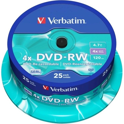 Verbatim DVD-RW 4,7GB 4x, cake box 25ks (43639)