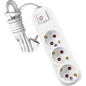 ELMARK РАЗКЛОНИТЕЛ ТРОЕН 3М H05VV- F 3G1.5MM2 С КЛЮЧ, БЯЛ (340369WH)
