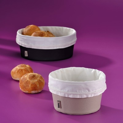 Košík na chleba Grana PU kůže stříbrná šedá 11,0cm 19,0cm KL-12545