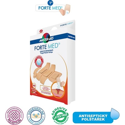 Master Aid Antiseptická náplast s polštářkem, Forte Med voděodolná (5 rozměrů)