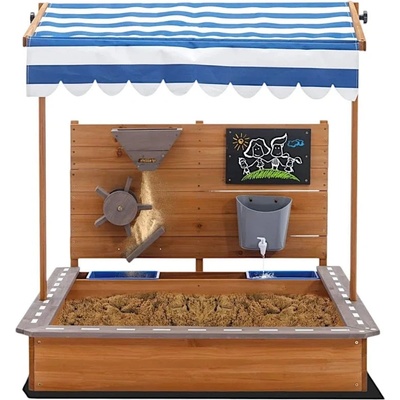Ginger Home Детски дървен пясъчник Ginger Home - С Регулируем покрив и аксесоари (2445)