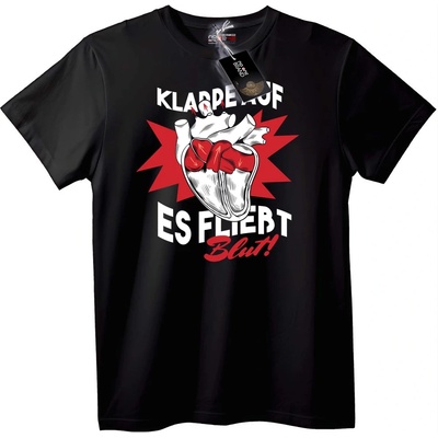 NOONEBRAND Тениска Кървящо сърце слоган - XXS, Black
