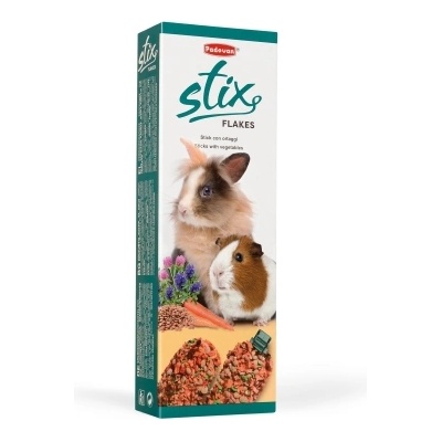 Padovan Stix flakes coniglietti - Лакомство , допълнителна храна за дребни зайци, морски свинчета и чинчили 100 гр