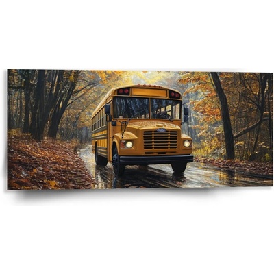 Sablio Obraz Žltý školský autobus - 110x50 cm