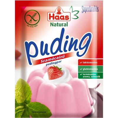 Haas Natural Puding s jahodovou príchuťou 40 g