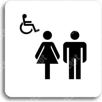 ACCEPT Piktogram WC ženy, muži, invalidé - bílá tabulka - černý tisk bez rámečku