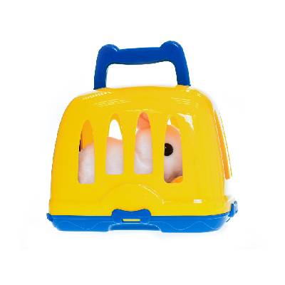Mikrotrading Králíček plyšový 17 cm na baterie se zvukem skákající s přepravkou v krabičce