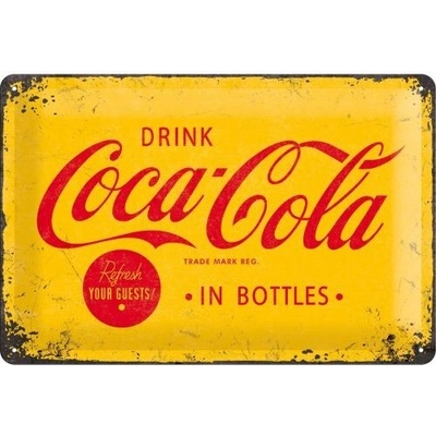 Plechová ceduľa Coca-Cola - Logo Yellow, 30 x 20 cm