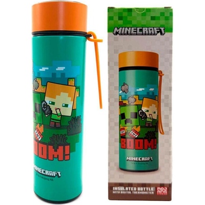 Minecraft nerezová termoláhev s digitálním teploměrem 450 ml Boom