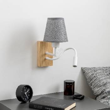 Brilagi - LED Аплик NUBILA WOOD 1xE27/25W/230V + LED/3W дъб/сив (BG1565B)