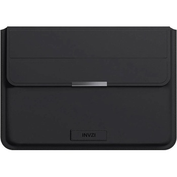 INVZI Кожен кейс с поставка за MacBook Pro 16 M2 (2023), MacBook Pro 16 M1 (2021), MacBook Air 15 M2 (2023) - INVZI Vegan Leather Sleeve With Stand Function (черен) (CA122)