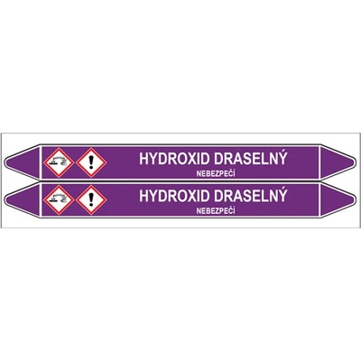 Značení potrubí, hydroxid draselný,2 ks, 450 × 52 mm PZ 007199