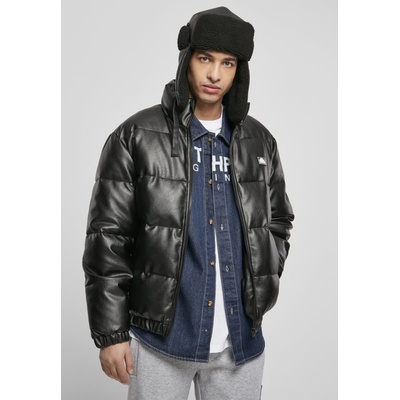 Southpole Imitation Leather Bubble jacket black