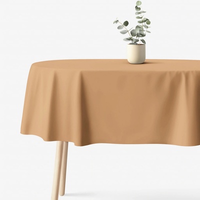 Goldea oválný ubrus 100% bavlněné plátno podzimní hnědý 140 x 180 cm