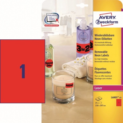 Avery Zweckform 25 listů, A4, červené L6005-25