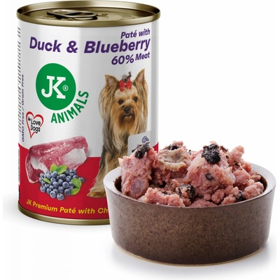 JK ANIMALS Adult Premium Paté Duck & Blueberry with Chunks 400 g