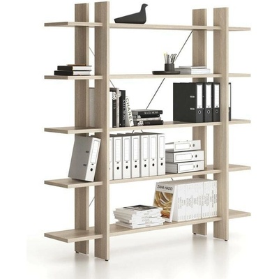 B2B Partner Kancelářský regál vysoký dlouhý SOLID, 1800 x 400 x 1825 mm, dub přírodní