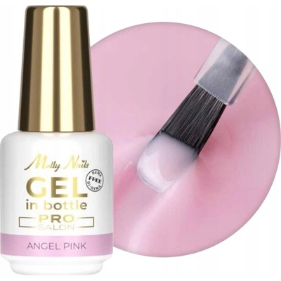 MollyNails Pro Salon gel na nehty v lahvičce se štětečkem andělská pink 15g