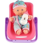 Teddies Кукла бебе 20 см пластмаса в носилка/столче за кола, с бутилка (00120026)