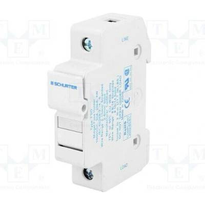 SCHURTER 0091.0001 Zásuvka; 10,3x38mm; na přípojnici DIN; 30A; 600VAC; Póly: 1; póly: 1