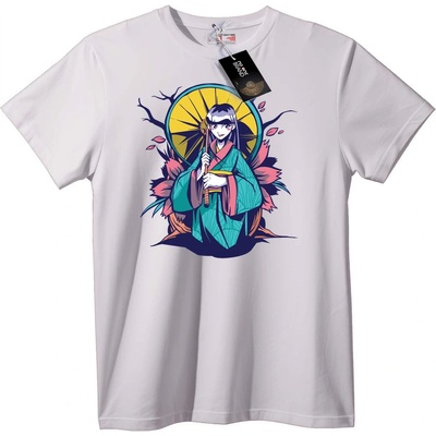 NOONEBRAND Тениска аниме момиче в кимоно - 2XL, White