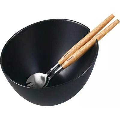 Klausberg Комплект купа и 2 прибора за салата Klausberg KB 7786, Керамика, Стомана, Черен (KB 7786)