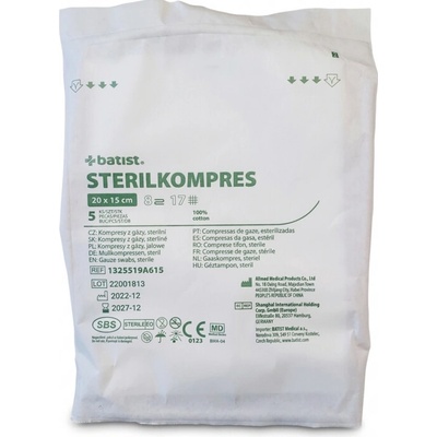 Sterilkompres Kompresy z gázy sterilné 20 x 15 cm 5 ks