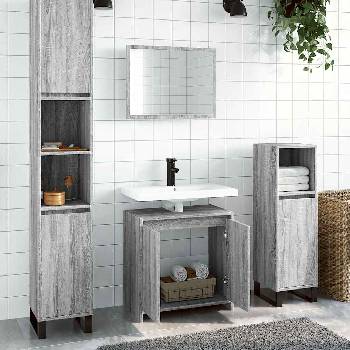 vidaXL Комплект мебели за баня от 2 части сив сонома инженерно дърво (835698)