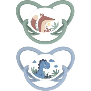 NIP Силиконови залъгалки NIP - Butterfly, Динозавър и лисица, 5-18 м, 2 броя (340008213105133) - ozone