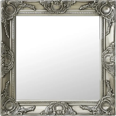 vidaXL Стенно огледало, бароков стил, 50x50 см, сребристо (320314)