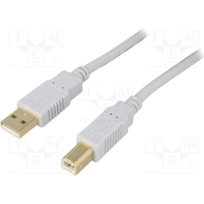 BQ Cable CAB-USB2AB/1.0G-GY USB 2.0, USB A vidlice, USB B vidlice, zlacený, 1m, šedý