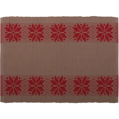 SCANquilt prostírání Rib bordura vločky béžovočervená 30x45cm