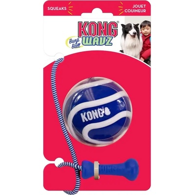 KONG Wavz Bunjiball Medium - Интерактивна играчка за кучета за дърпане и дъвчене с въже и топка