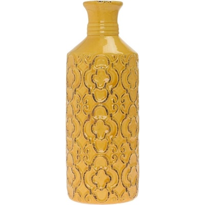 VÁZA ORNAMENT ŽLTÁ KERAMIKA 11.5*11.5*31CM
