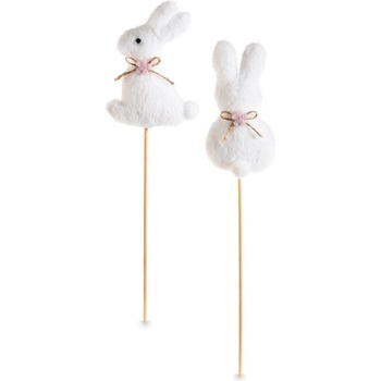 AFI Dekorácia zajačik na paličke set 2 ks biela