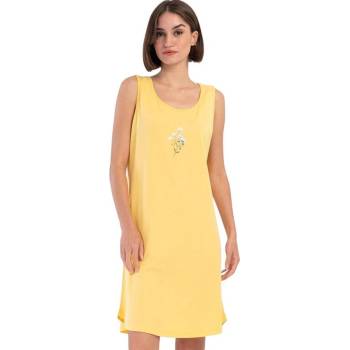 Памучна нощница в жълно с цветя