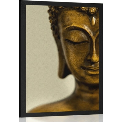 Plakát bronzová hlava Buddhy - 20x30 white