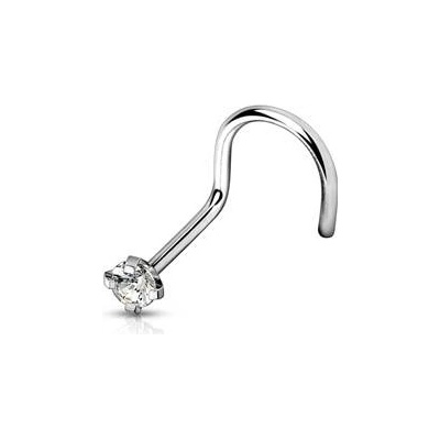 Šperky4U Zahnutý piercing do nosu titan čirý kamínek TIT1063C-030