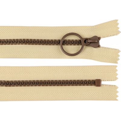 Prima-obchod Kostěný zip barevný No 5 délka 15 cm s ozdobným jezdcem, barva 1 (276) béžová světlá hnědá