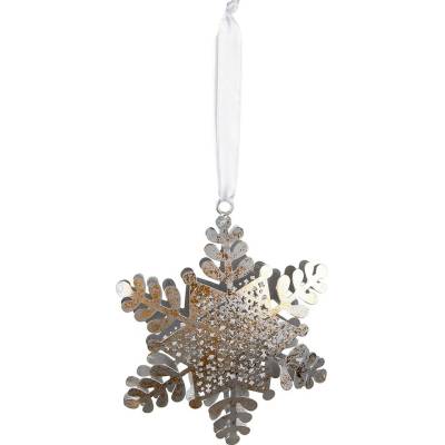 Stříbrná antik kovová závěsná vločka - 7*1*9 cm - Clayre & Eef